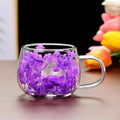 Juice Coffee Tea Cup Dried Flower Glass Cup Milk Mug with Handle Double Wall Mug Heat Resistant 150ML Clear Glass Cup Household