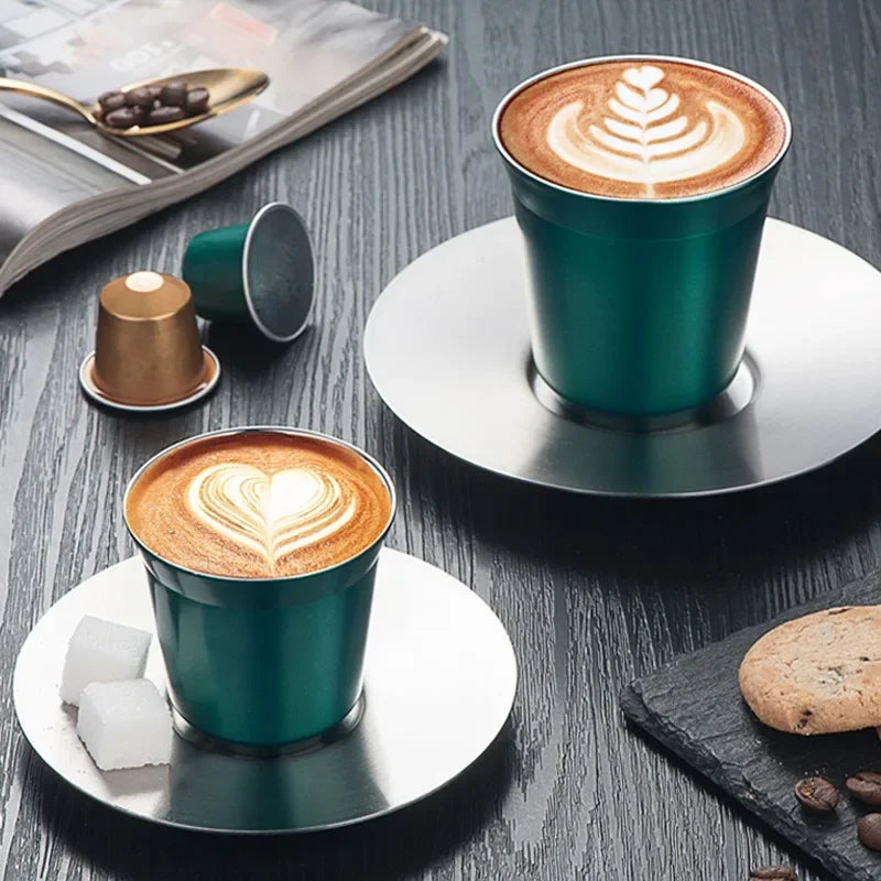 80/160ML Espresso Mugs 304 Stainless Steel Coffee Cups Insulated Double Wall Dishwasher Safe Small Capacity Insulation
