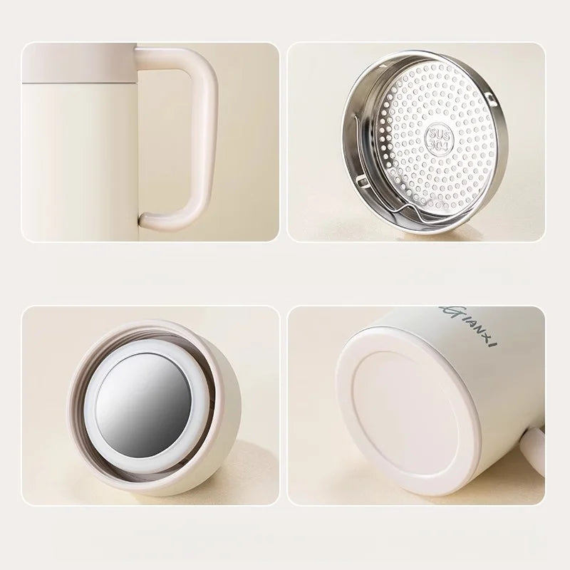 GIANXI Classic Stainless Steel Thermos Cup Tea Water Separation Cup Home Portable With Handle Seal Against Leakage Vacuum Bottle
