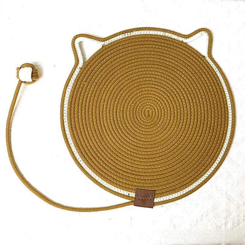 Cotton Rope Woven Cat Scratching Mat and Toy Ball Combo Cat Sleeping Pad Scratch-Resistant Wear-Resistant Washable Pet Mat