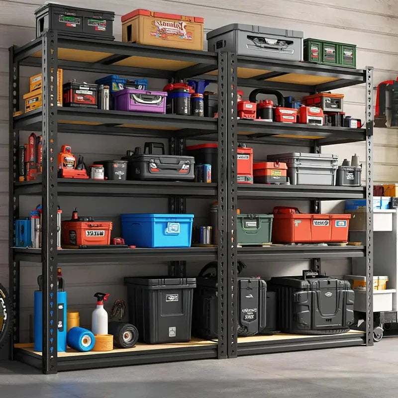 2pcs Heavy-Duty Metal Shelving Unit 5-Tier Adjustable Freestanding Garage Storage Rack, Pantry, Utility, Utility