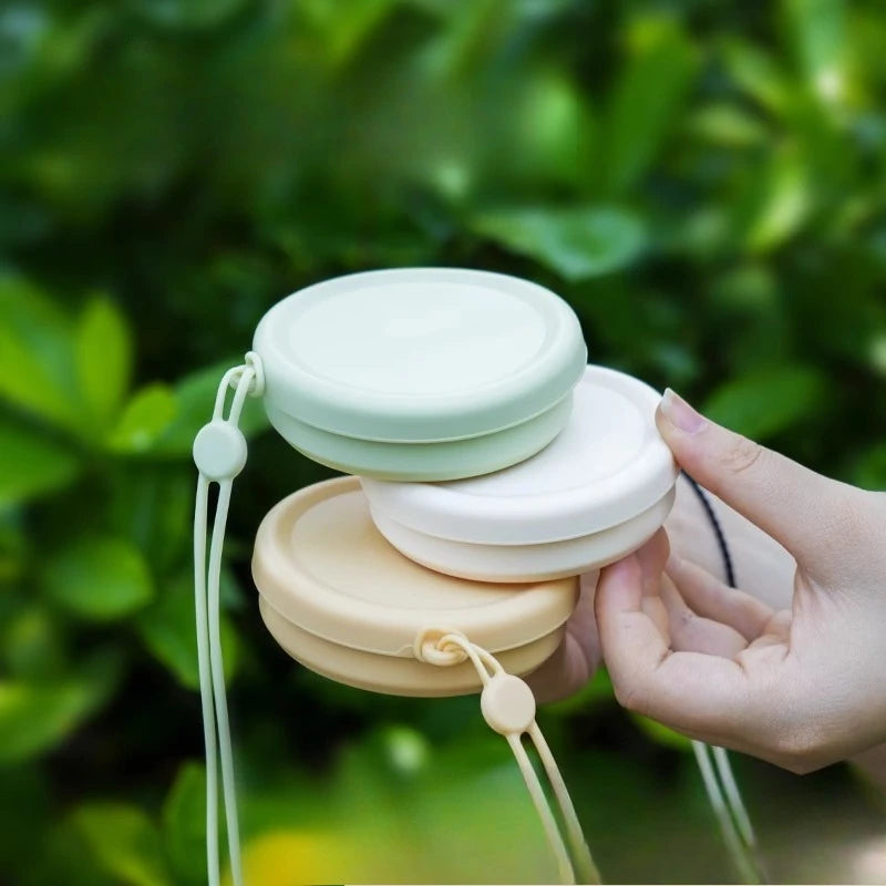 1pc Foldable Mouthwash Cup Food-Grade Silicone Portable Travel Folding Cup Collapsible Toothbrush Cup Includes Lid Hanging Cord