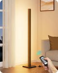Modern Dimmable Wood LED Floor Lamp with Remote, 7 Color Temperatures for Living Room, Bedroom, Office
