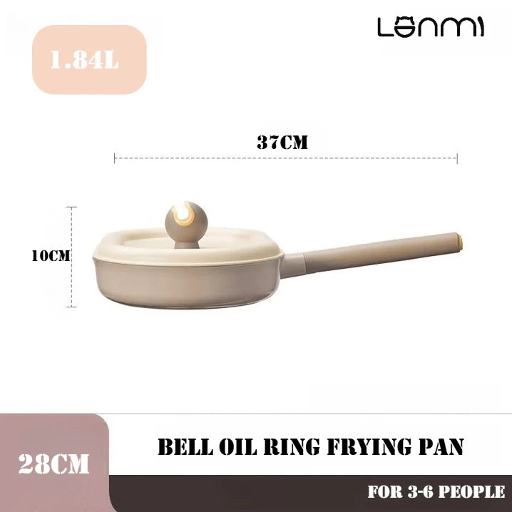 LANMI 24/28CM Long-handled Cooking Pot Pot Lid with Bell Shape Non Stick Mafesanite Pan Frying Pan General-purpose Kitchen Stove