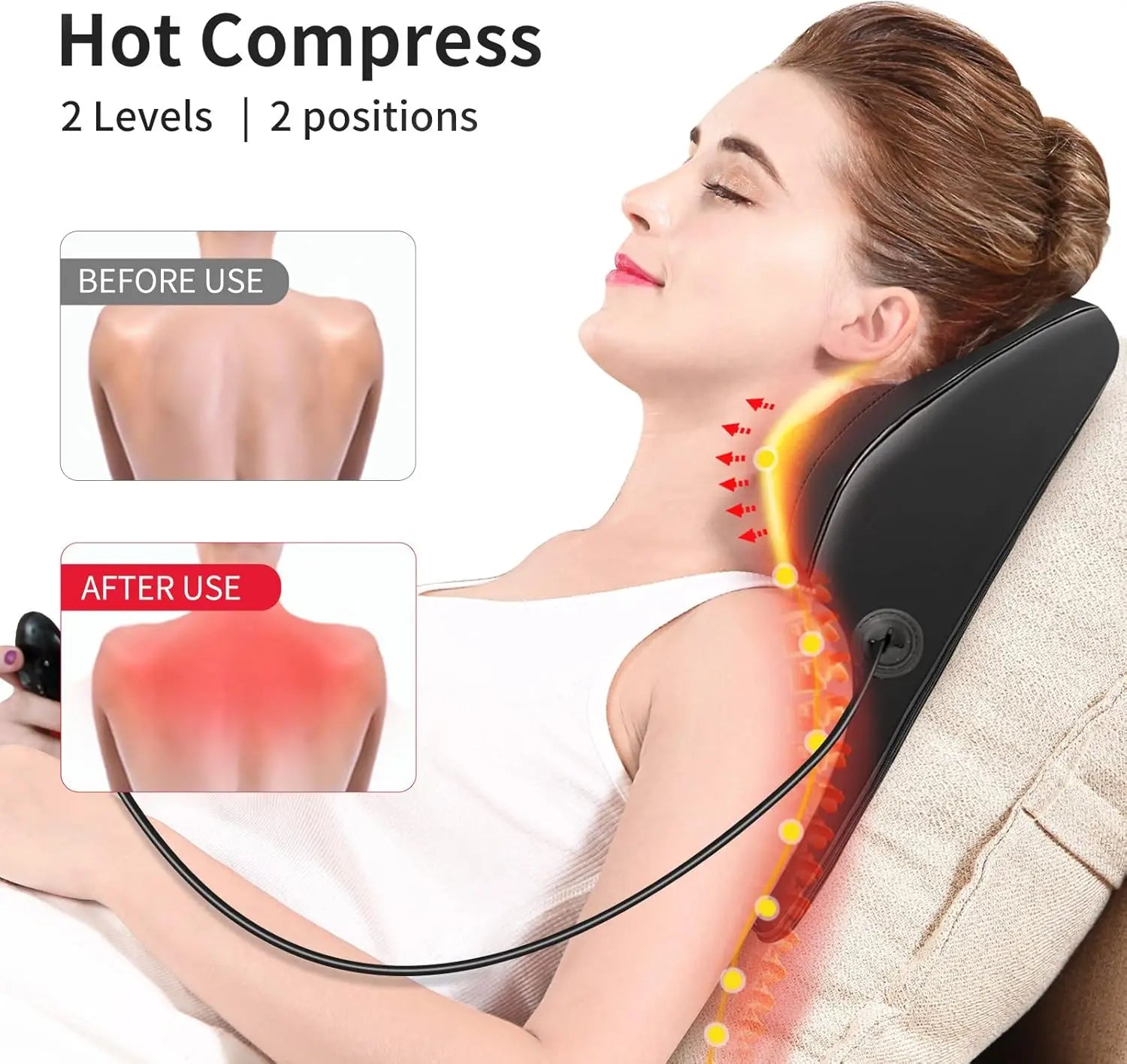 Masgre Back Massager with Heat 3D Kneading Massage Pillow for Back Neck Shoulder Leg Pain Relief Gifts for Women Men Mom