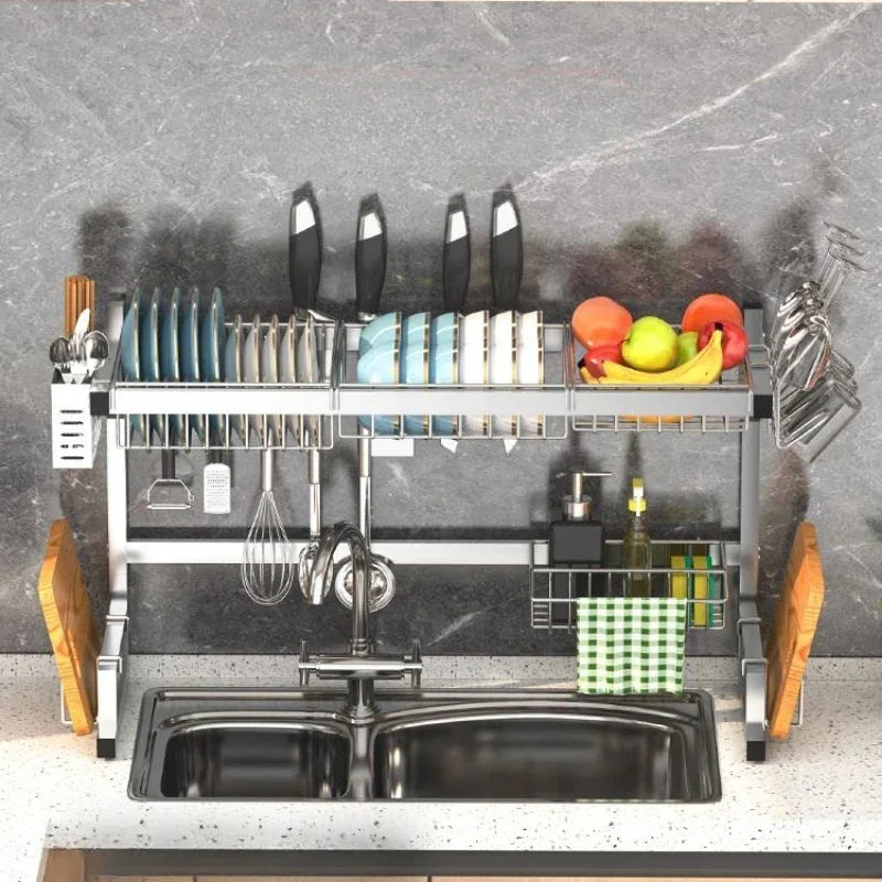 Expandable Over Sink Dish Drying Rack Snap On Design Large Stainless Steel Dish Drainer Kitchen Counter Organizer