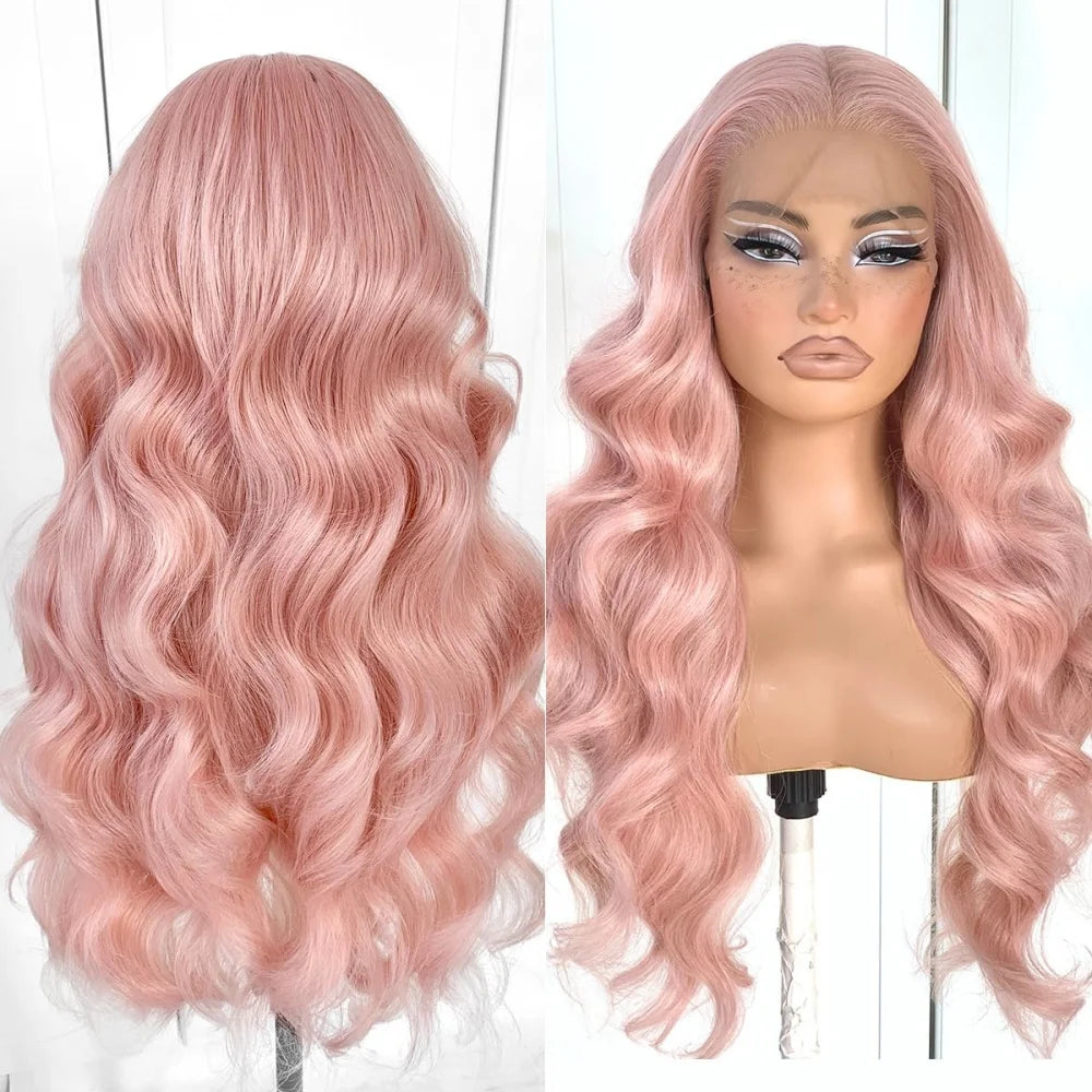 36 Inch Body Wave Human Hair Wigs HD Lace Front Wigs 13x6 Human Hair for Women 180% Density 13x4 Lace Frontal Wig Pink Body Wave