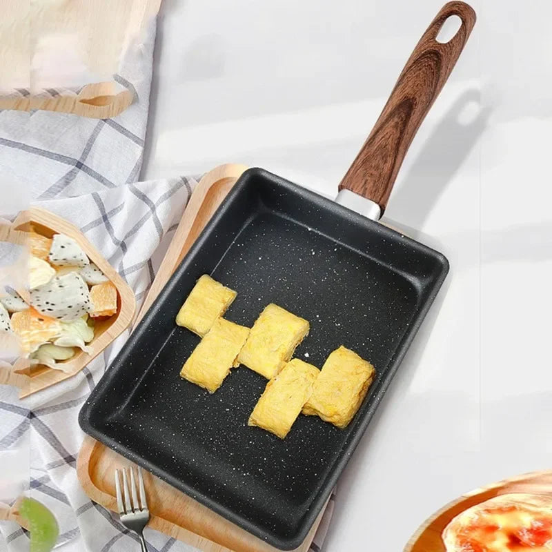 Non-Stick Omelette Pan Tamagoyaki Wok Japanese Egg Pan Skillet Rectangle Tamago Pan Small Egg Frying Pan with Cooking Tools