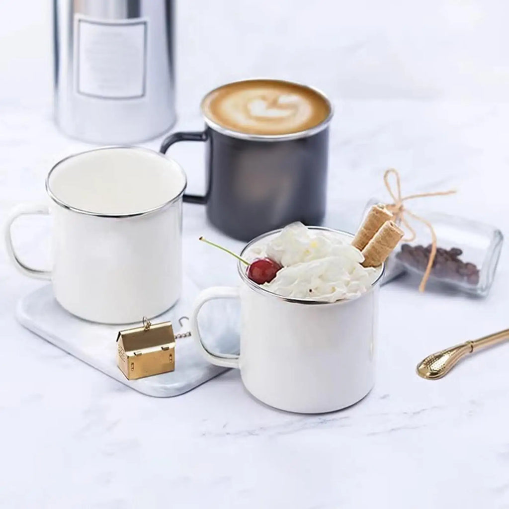 Enamel Coffee Cup Milk Tea Mug Vintage Water Mug With Handle for Tabletop Dorm Home Kitchen Drinkware Housewarming Gifts