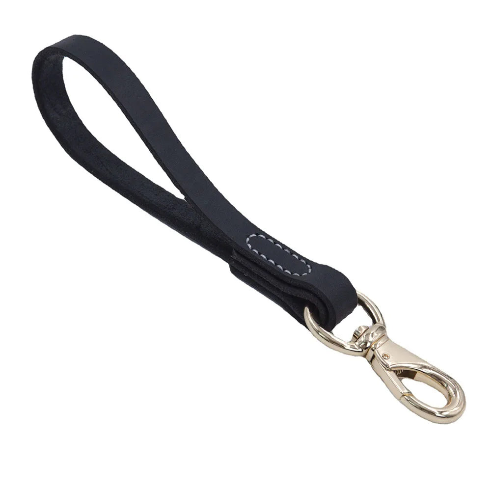 Real Leather Dog Leash 30/50cm Short Dog Leash Genuine Leather Traffic Lead for Medium Large Dogs Training and Walking 2cm Width