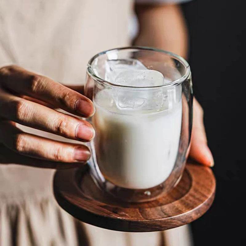 2/4pcs Glass Coffee Cup Set Double Walled Glass Mug Heat-resistant Milk Espresso Cup Cappuccino Mug Juice Tea Cup 240/300ML