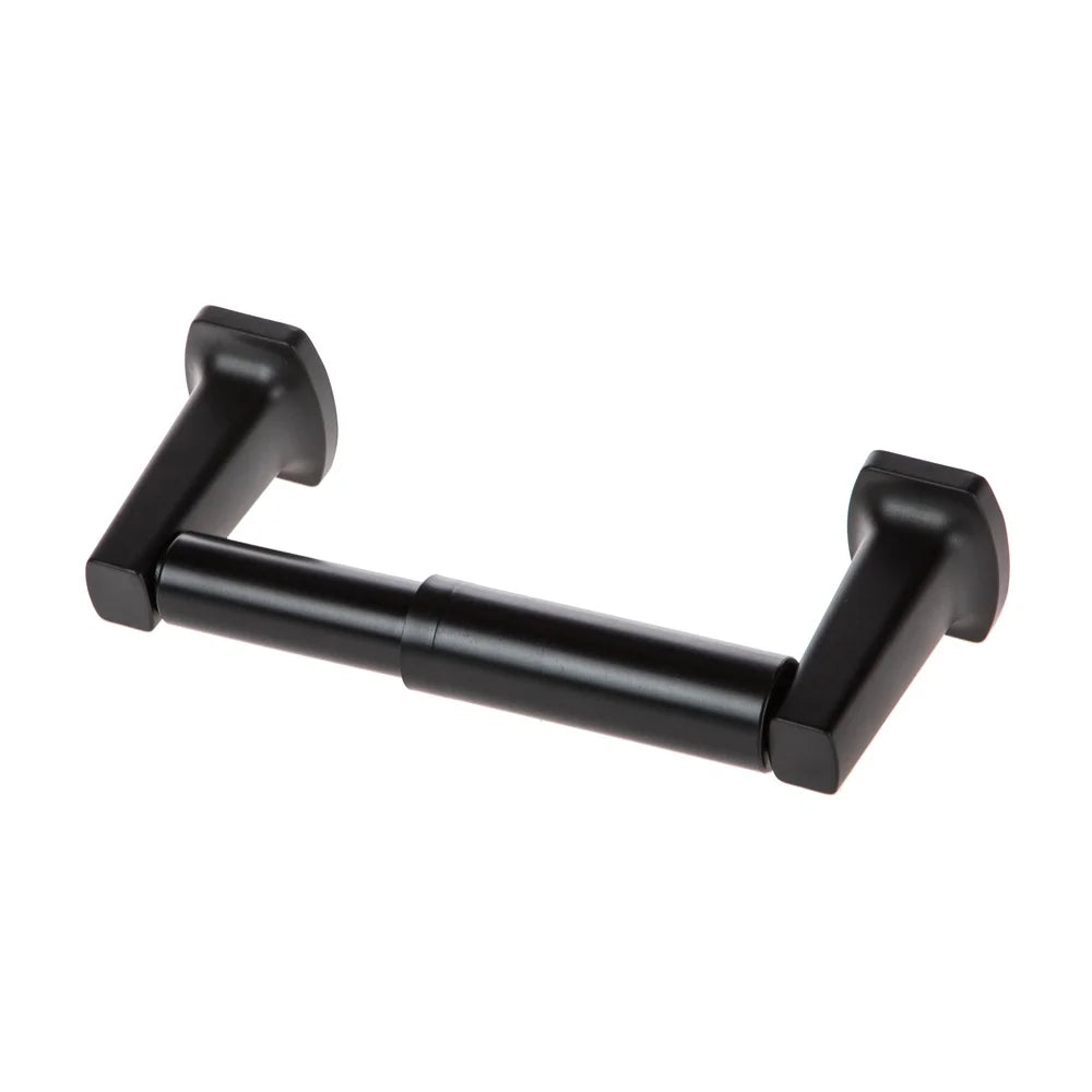 Wall Mounted Toilet Paper Holder Matte Black Ergonomic Design Corrosion Resistant Zinc Alloy Includes Mounting Hardware Ideal