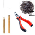 I-Tip Hair Extension Tool Kit with Pliers Pulling Hook Bead Device 100 Pcs 5mm Micro Links Rings Beads Set for Hair Extensions