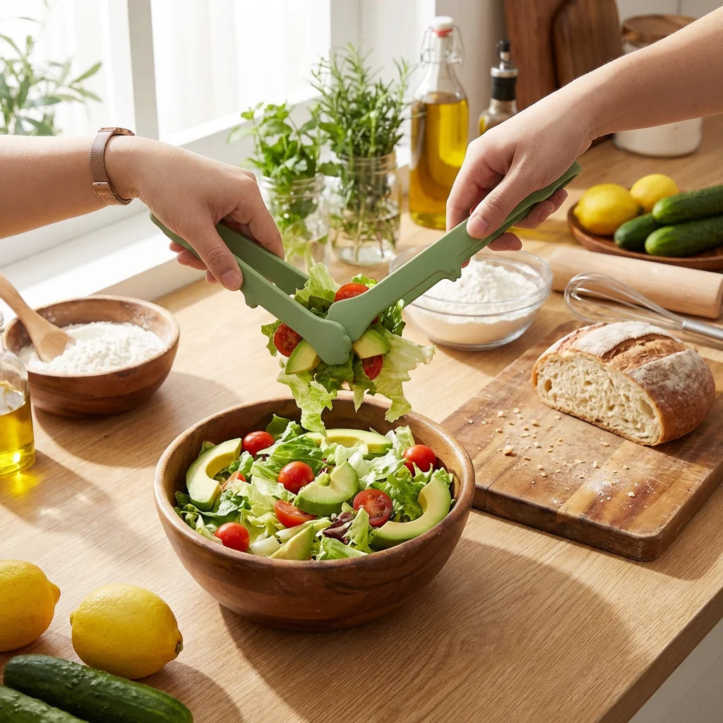 Silicone Food Tongs Non-slip Kitchen Cooking Clip BBQ Salad Serving Tong Heat Resistant Bread Toast Clamp Kitchen Accessories To