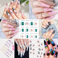 24Pcs Short Square Coffin False Nails French Glitter Wearable Fake Nails Acrylic Full Cover Women Ballet Press on Nails Tips