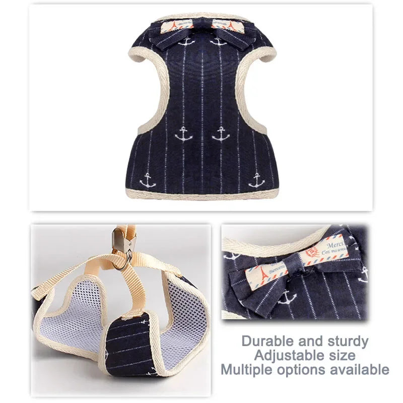 Chihuahua Harness Leash Set for Small Medium Dog Cat Bow Chest Strap Puppy Harnesses Vest Yorkshire Lead Leash Pet Accessories