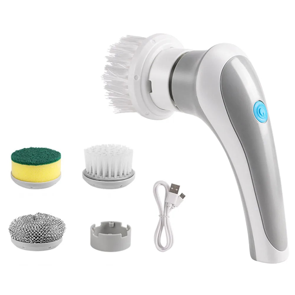 Electric Clean Brush Multifunctional Wireless Clean Brush 360 Degree Rotation 3 Replaceable Brush Heads Kichen Accessories