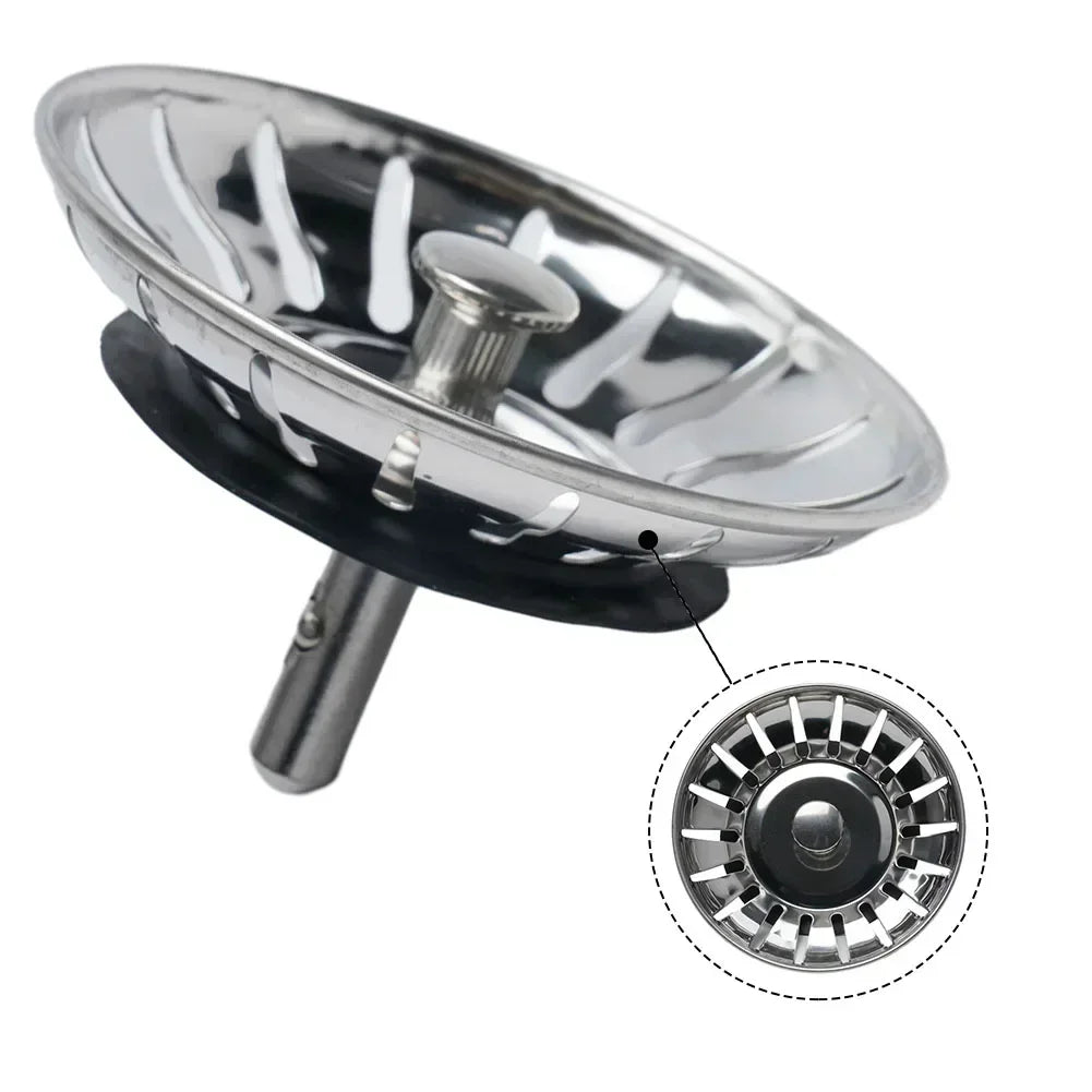 Kitchen Sink Strainer Waste Drain Filter Plug 80mm Stainless Steel Catcher Stopper Bathroom Sewer Drain Strainer