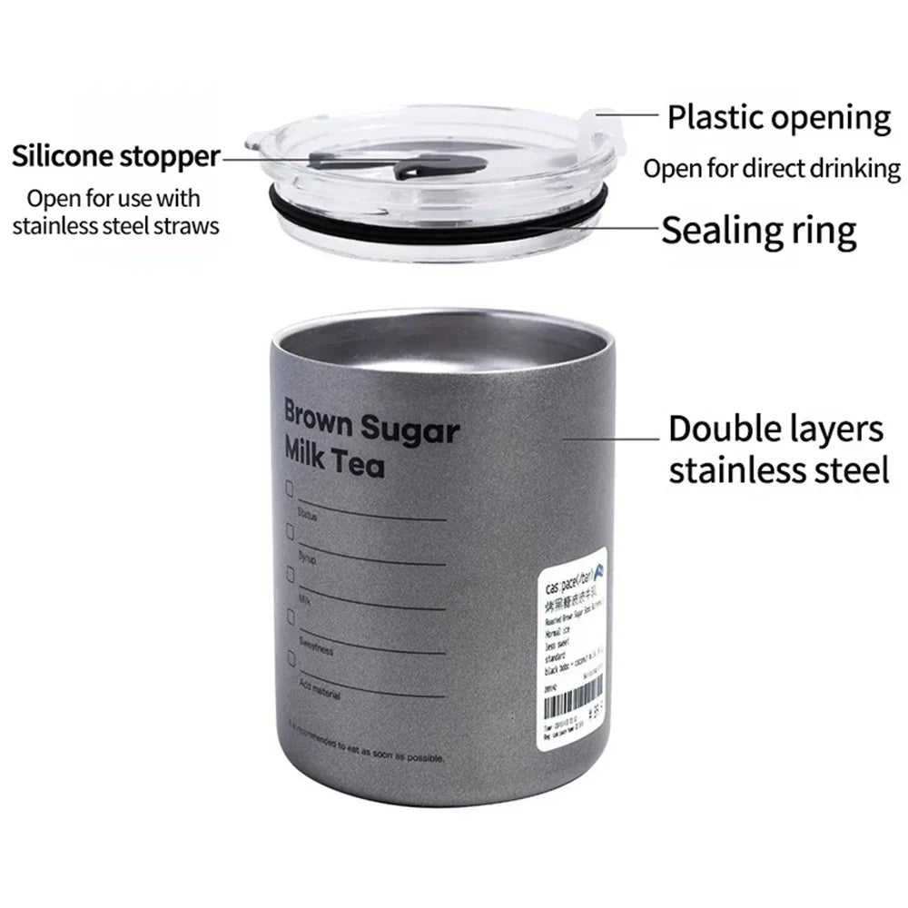 600ml Stainless Steel Insulated Coffee Mug With Straw Leak-Proof Travel Tumbler For Teens & Adults Coffee Travel Mug Coffe