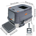 4-Style Cat Litter Box with Lid Large Kitty Litter Box Enclosed with High Sided Enclosure Scoop Non-Sticky