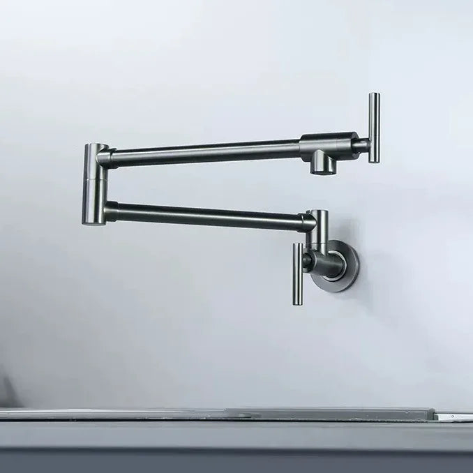 Black Wall Mounted Pot Filler Faucet Swivel Folding Rotary Kitchen Sink Faucet Brushed Gold Single Cooling Sink Tap