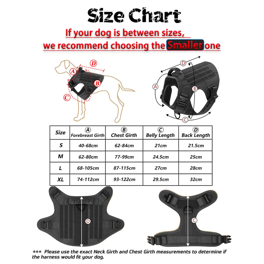 Tactical Dog Harness Collar Leash Molle Pouches For Medium Large Dogs Pet German Shepherd Training Walking Vest Dog Harnesses