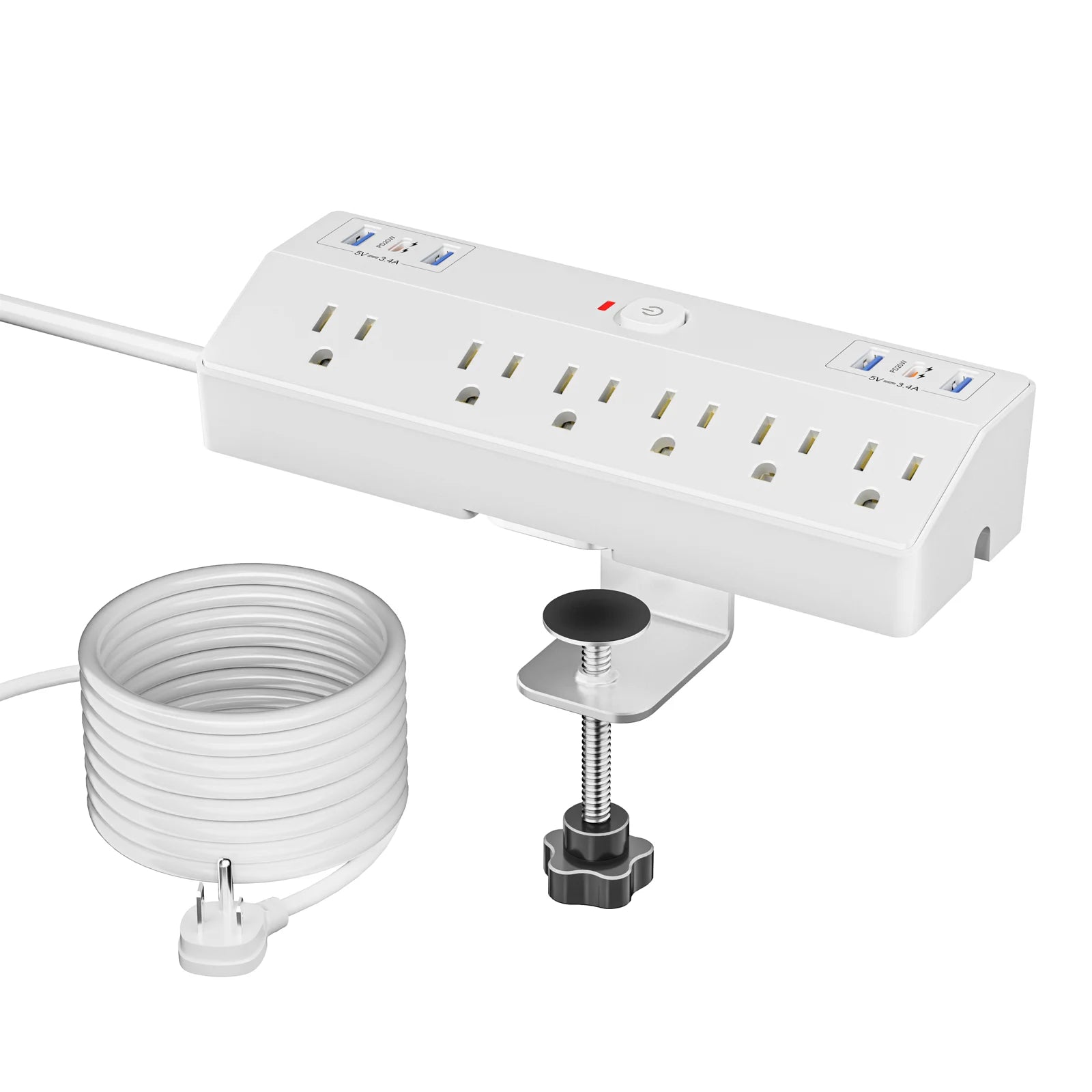 The U.S. clamp model with PD20W fast charging power strip and 3m extension cable is suitable for office, home, school and other