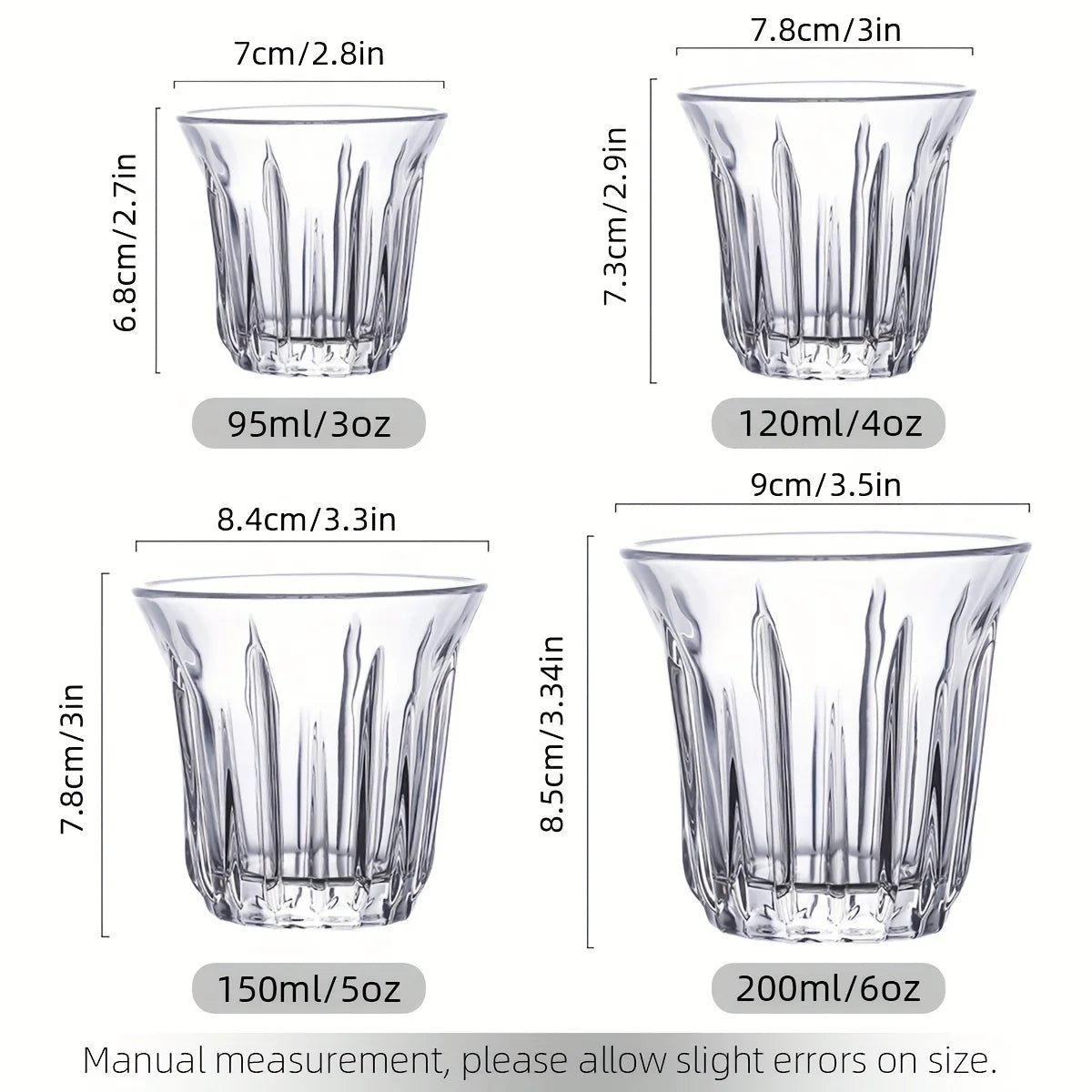 2 Pack Espresso Cups, Clear Glass Cups for Coffee, Coffee Mugs Glasses Espresso Accessories in Kitchen/Office/Bar, Easy to Clean