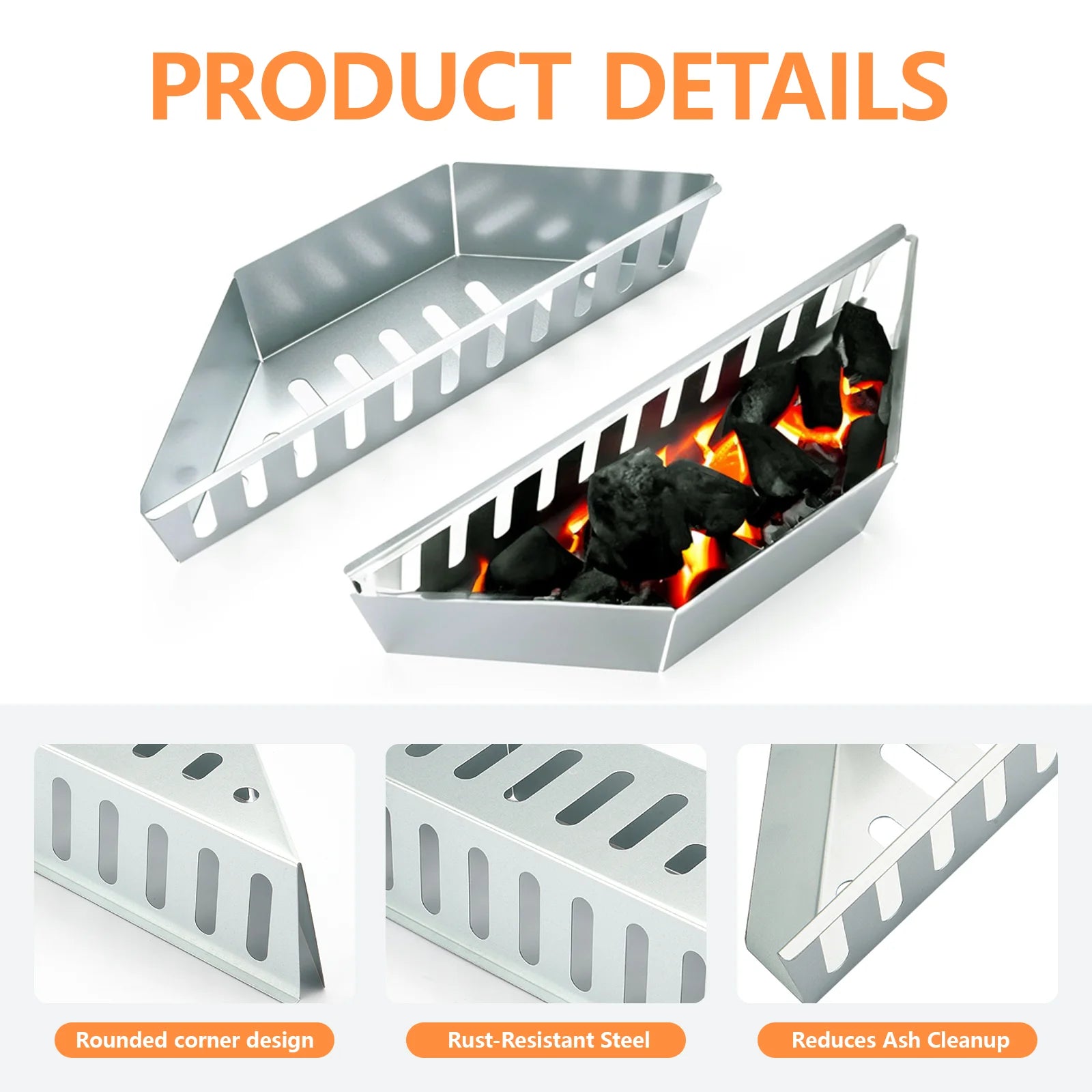 2PCS BBQ Stainless Steel Charcoal Basket for Weber Char-Basket Charcoal Holders Compatible with Weber 22 inch Charcoal Container