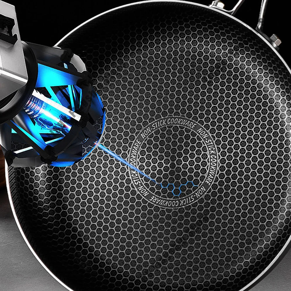 28cm Frying Pan Wok 316 Stainless Steel Honeycomb Steak skillet Gas Stove Pot Induction Saucepan Kitchen Cookware Non-stick Pan