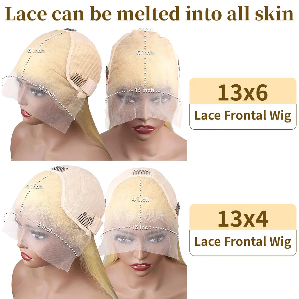 Straight 613 HD Lace Frontal Wig 13x6 Human Hair Wig Honey Blonde Colored Brazilian 13x4 Transparen Lace Front Wigs For Women