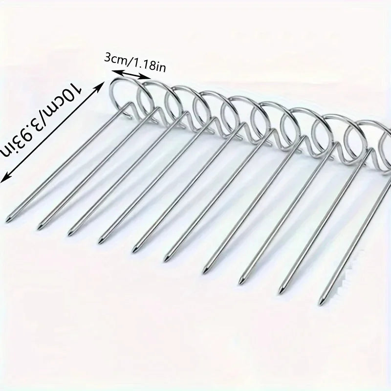 10pcs Air Fryer Oven, Vertical Grill, Skewer Grill, Universal Accessories, Food Grade 304 Stainless Steel Special Baking Needle