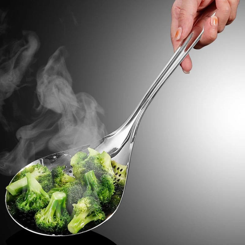 New Stainless Steel Strainer Spoon Skimmer Slotted Spoon Pepper Strainer Kitchen Colander Spaghetti Drain Spoon Food Filtration