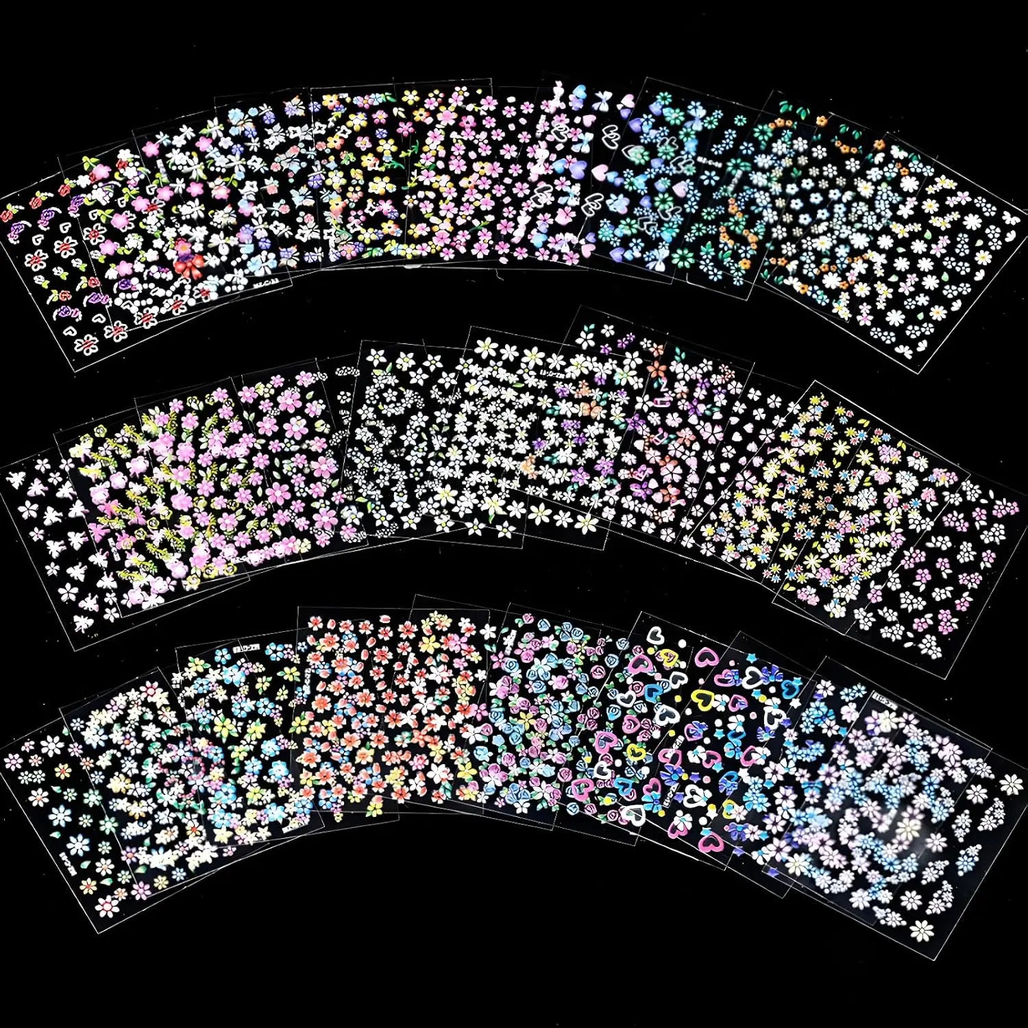 30 Pieces of Flower Nail Art Stickers Decals3D Self-Adhesive Cute Daisy Flower Nail Decals