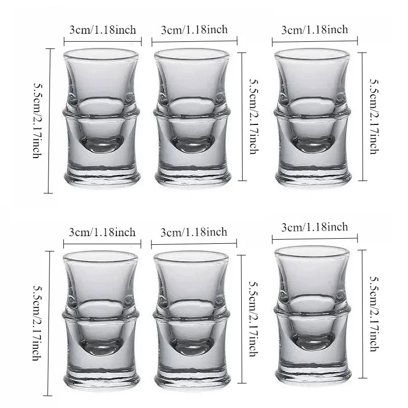 6pcs Sets Drinkware Spirits Cup Small Wine Glass Striped Wine Glass Transparent Baijiu Cup Household Art Design Drinking Cup Bar