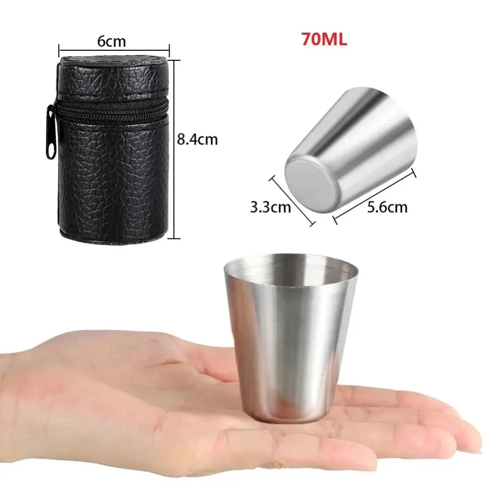 5Pcs/set 30/70ml Outdoor Practical Travel Stainless Steel Cups Mini Set Glasses For Whisky Wine With Case Portable Drinkware