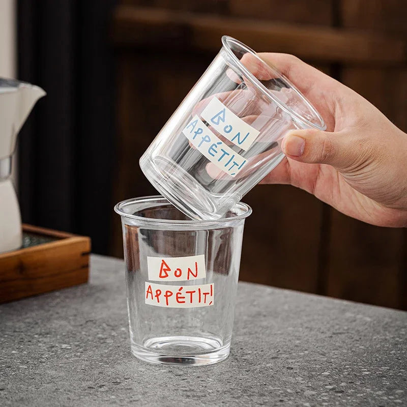 Korean Ins Glass Cup Wide Mouth Milk Coffee Mug Transparent Latte Espresso Cold Brew Tea Cup Breakfast Oat Jar for Household