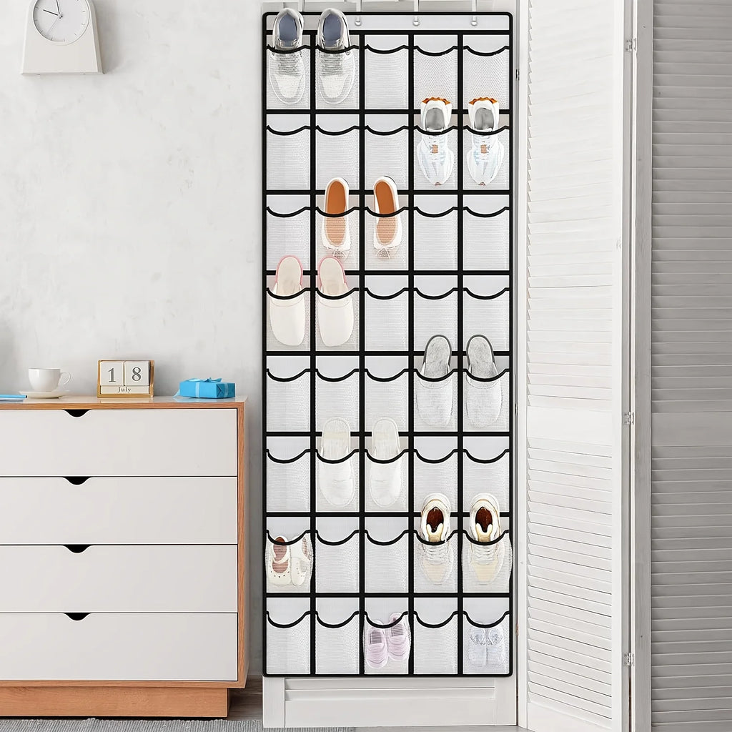 1pc 14/28/40-Grid Transparent Fabric Hanging Organizer Foldable Storage Bag For Shoes Underwear | 24-hour Shipping