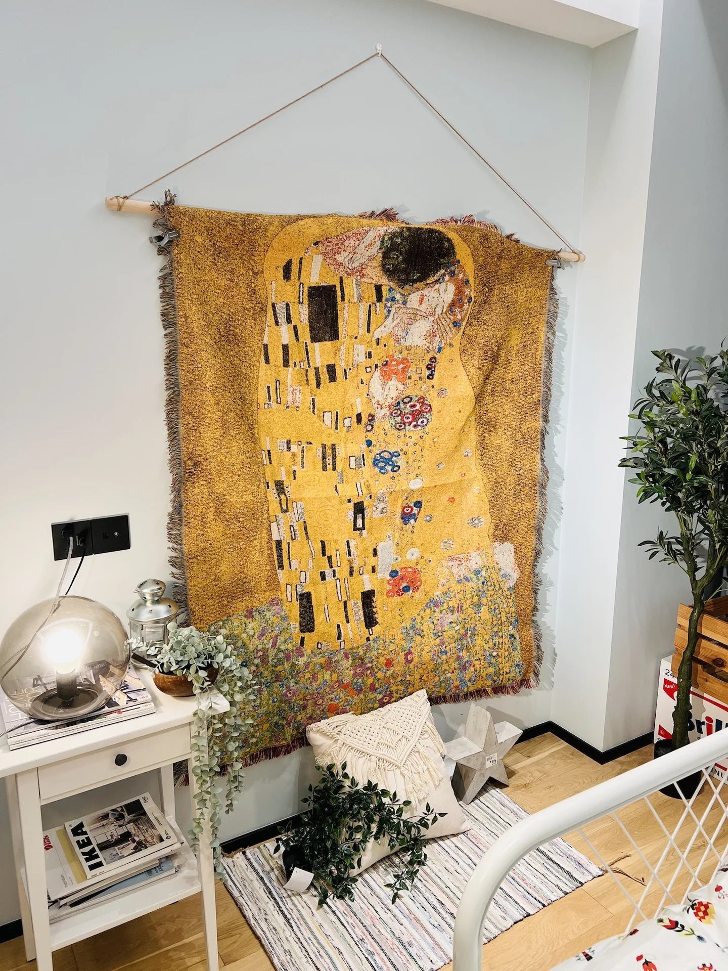 Gustav Klimt Art Pattern Cotton Fabric Blanket For Home Decoration Tapestry The Kiss Blankets Living Room Accessory Austria