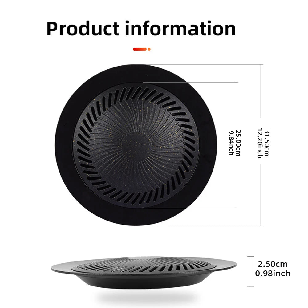 KOSUN Korean Grill Pan for Indoor Cooking 10inch Non-stick Griddle Plate Smokeless Barbecue Pan for Gas and Induction Stove