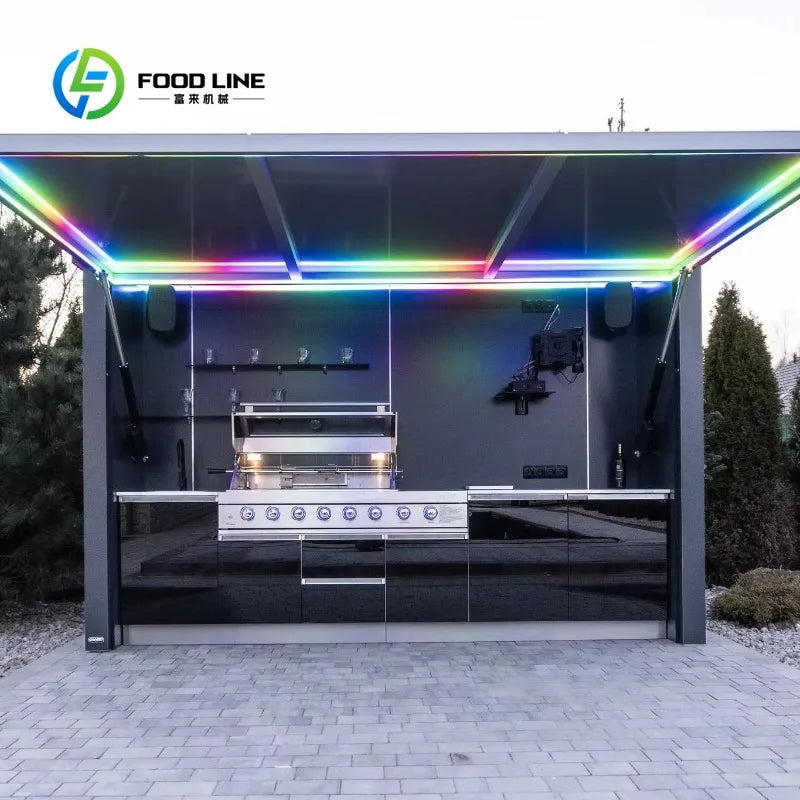 Customized Modular Outdoor Kitchen Pod Premium Rust Resistant Stainless Steel BBQ Cooking Module for Villa