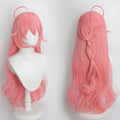 Anime Cosplay Wig Pink Long Curly Hair Heat Resistant Synthetic Wig for Game Character Cos Halloween Party