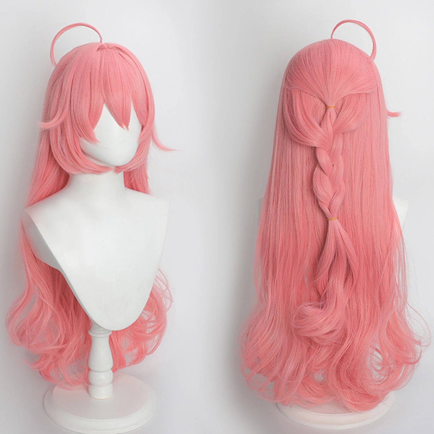 Anime Cosplay Wig Pink Long Curly Hair Heat Resistant Synthetic Wig for Game Character Cos Halloween Party