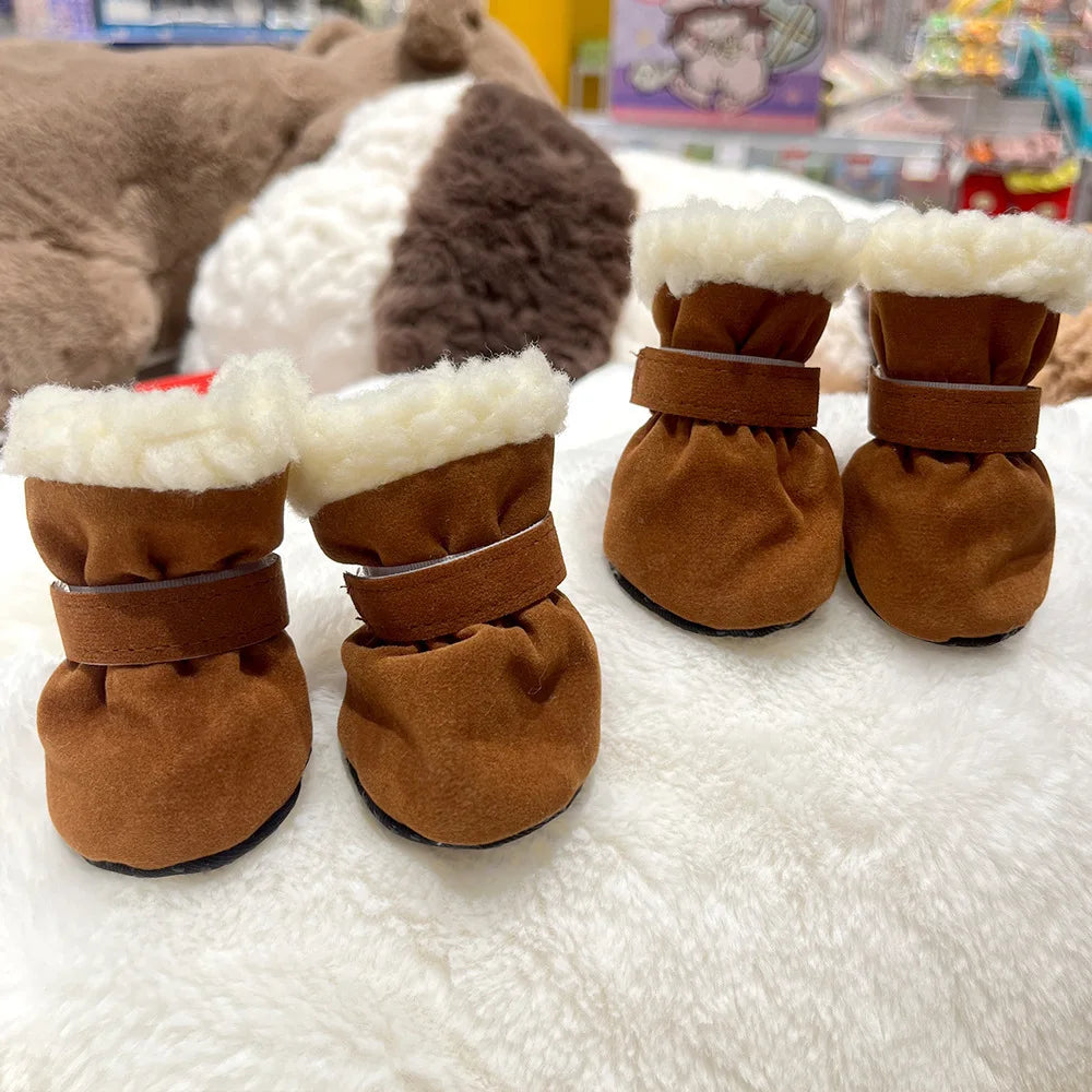 4Pcs Winter Waterproof Warm Non-slip Snow Boots for Small Dogs Puppy Outdoor Walking Pet Paw Care Sock Booties