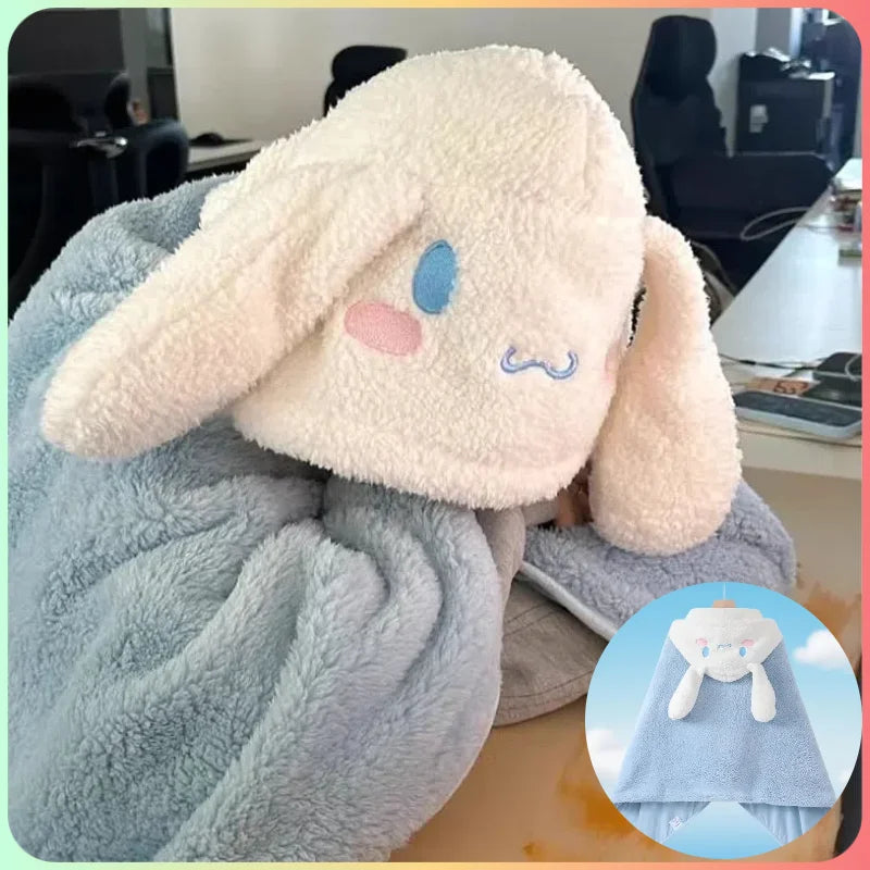 New Cartoon Cinnamoroll Kuromi Melody Blanket Hooded Poncho Blanket Office Student Nap Blanket Air Conditioning Blanket Gift