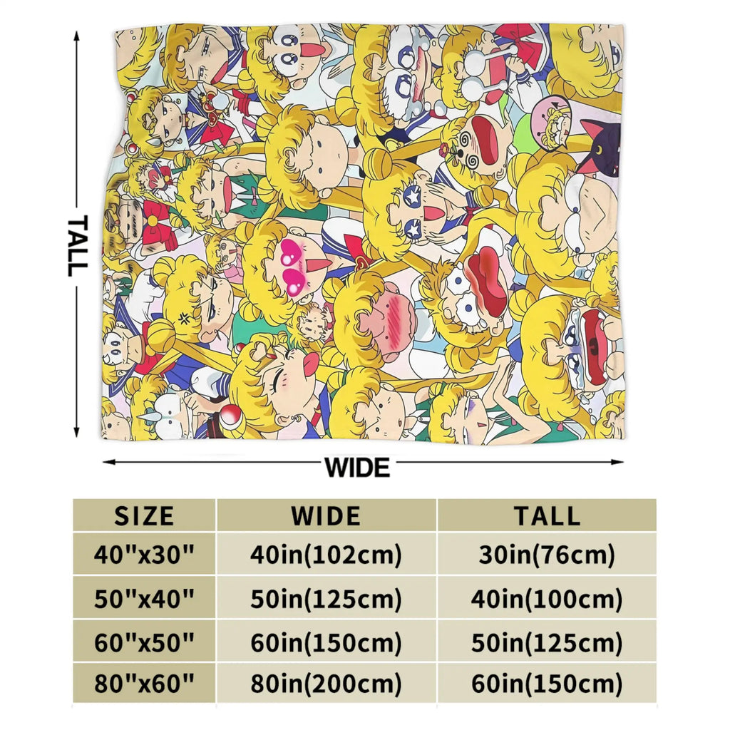 Warm Blanket Airplane Travel Kawaii Anime S-Sailors Moons Throw Blanket  Flannel Bedspread For Home Decor Novelty Sofa Bed Cover