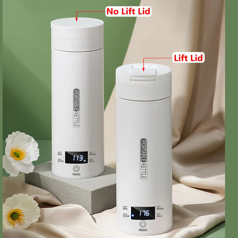 4 Gear LED Display Temperature 220V 110V Electric Heating Cup Leakproof Travel Office Thermos Bottle Water Boiling Kettle 500ML