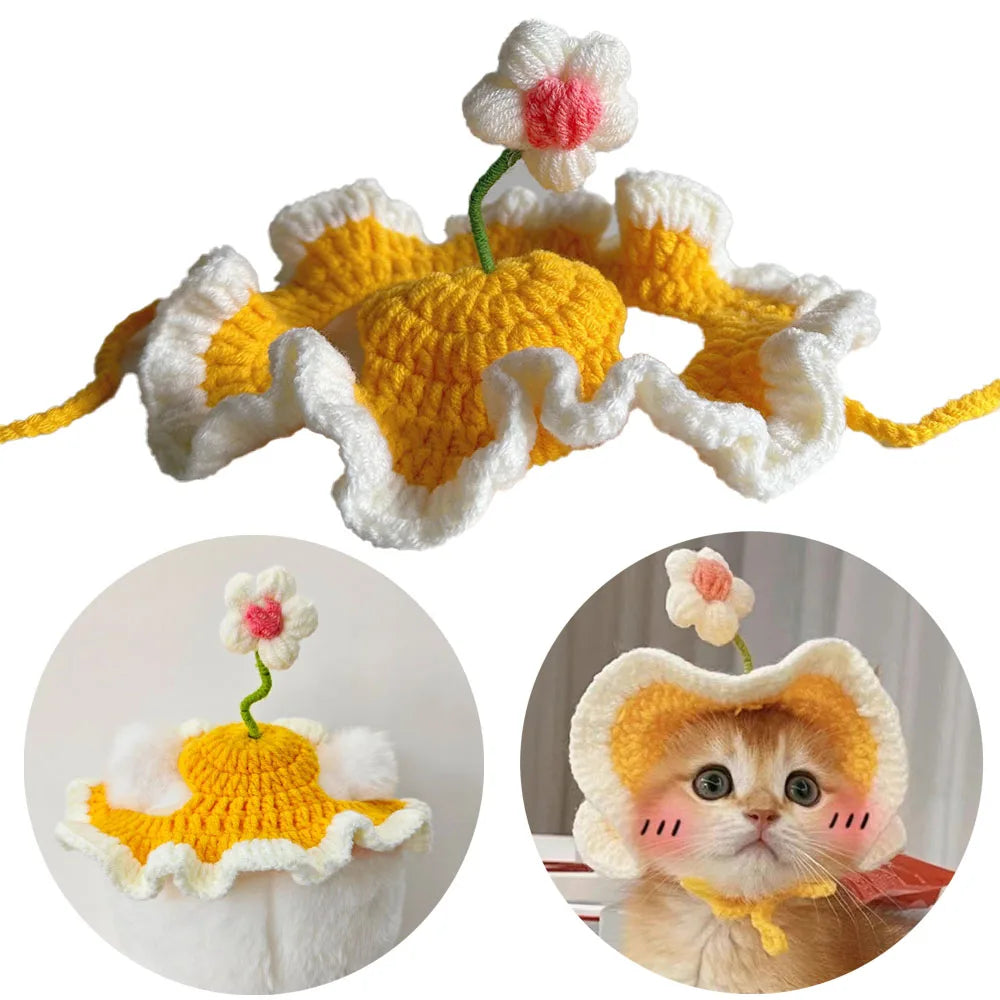 Pet Costume Hats Cat Dog Cartoon Headband Crochet Hat Knitted Cap Big Eye Frog Christmas Party Cosplay for Kitten Puppy Birthday