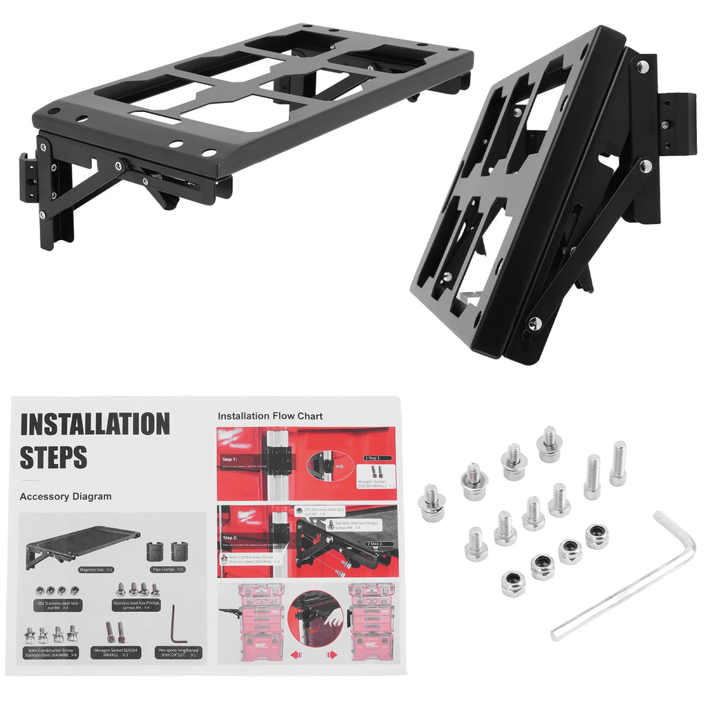 Powerful Magnetic Tool Tray No Drilling Required Folding Side Storage Tray Wear-Resistant Fit for Packout Toolbox Accessory