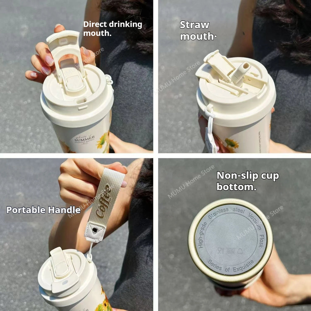 520ML Stainless Steel Thermal Cup Keeps Cold and Heat Mugs Portable Tumbler Coffee Cup Travel Thermal Water Bottle Vacuum Flask